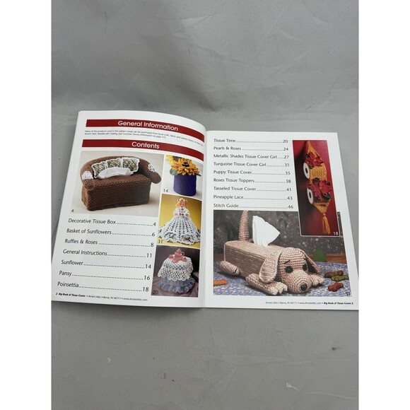 Big Book Tissue Covers Annies Attic Crochet Pattern Booklet 876548 Floral Puppy - Picture 4 of 5